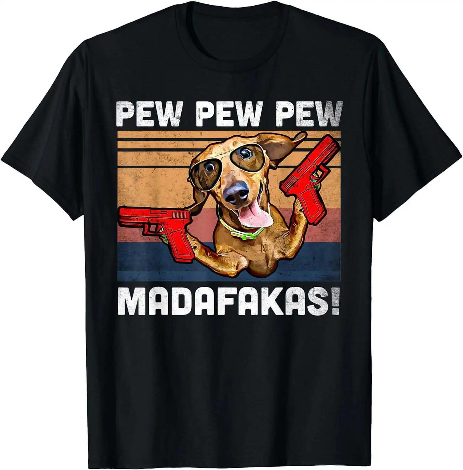 Dachshund Pew Pew Madafakas Vintage Weiner Dog Pew TShirt Women Clothing Graphic T Shirt Aesthetic Clothes Fashion Harajuku Tee S