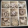 50Pcs Christmas Tree Wood Ornaments Cartoon Card DIY Party Decoration Santa Claus Snowflake Home Craft Supplies