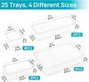25 PCS Clear Plastic Drawer Organizer Set, 4 Sizes Desk Drawer Storage Bins for Makeup, Jewelry, Gadgets for Kitchen, Bedroom, Bathroom, Office