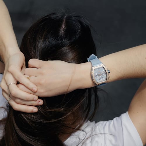 Authentic Ice Watch Ice Boliday Glacier Blue Watch 022860 Women's Silicone Strap Multifunction Watch