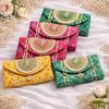 Women Ethnic Embroidered Clutch Bag with Golden Handwork & Tassel | Traditional Wedding Party & Festive Shagun Purse