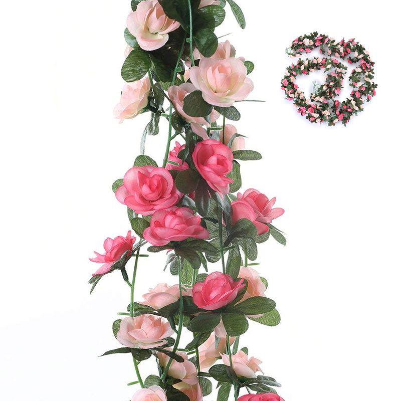 Luxurious Pink Silk Rose Floral Vine Garland For Stunning Party And Home Decor