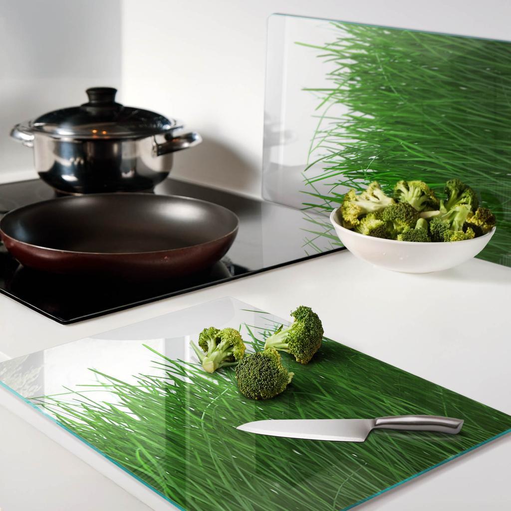 Kitchen Multifunctional Decorative Boards Tempered Glass Grass 2x40x52 cm