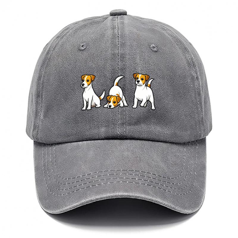 Ein Hut mit drei Hunden, geeignet für Damen und Herren, einschließlich Baseball- und Trucker-Stilen. Diese atmungsaktiven Kappen sind verstell
