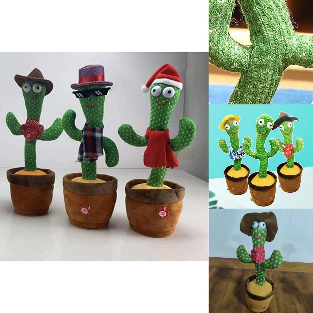 Brinquedo Cacto Dançarino Com Canto e Dança Planta de Pelúcia Interativa