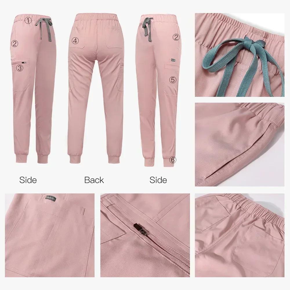 Zdravotnický uniformní oblek Krátký rukáv V-výstřih Topy+jogger kalhoty Set Ošetřovatelská uniforma Dámská Vícebarevná Pet Doctor Scrub Lékařské pracovní oblečení