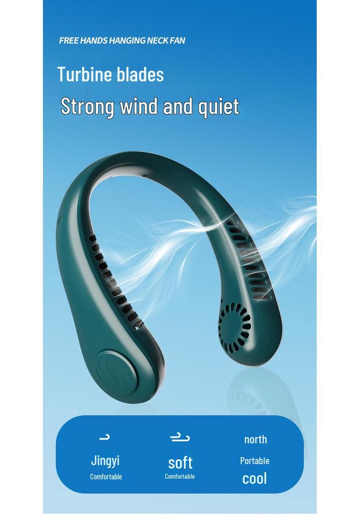 New M8 Rechargeable Bladeless Neck Fan with Long Battery Life & Adjustable Airflow - Portable for Outdoor Use