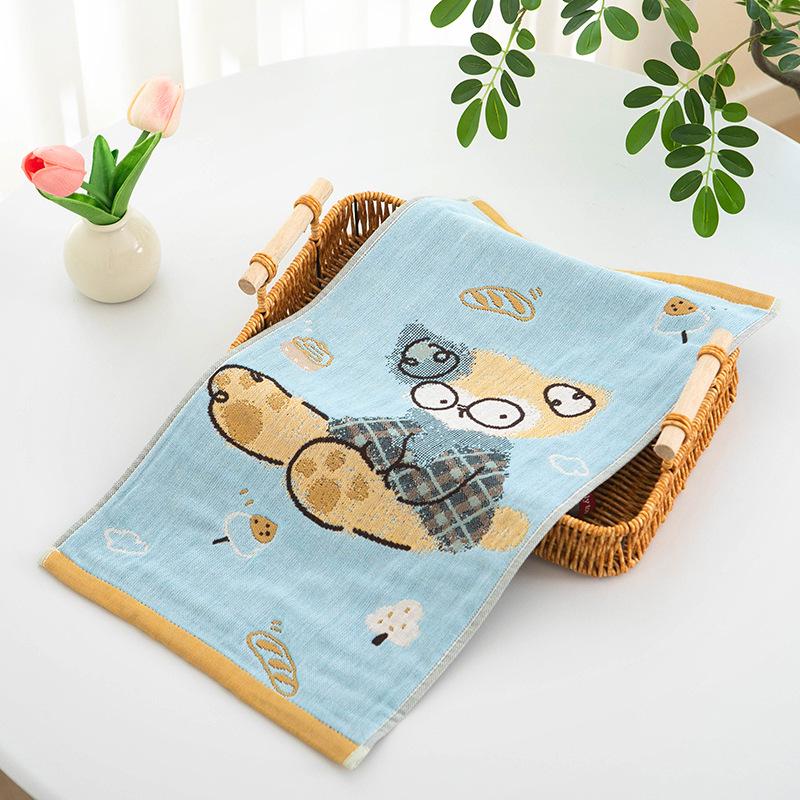 Cartoon Children's Pure Cotton Gauze Towel 25x50cm - Absorbent & Quick-Drying for Face Washing