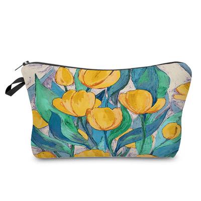 Damen Pflanzenmuster Kosmetiktasche Toilettenartikel Organizer Reiseaufbewahrungstasche 6871