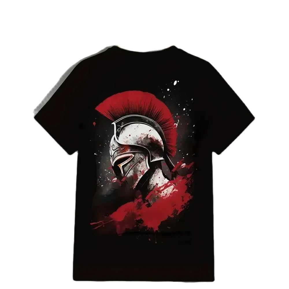 Herren T-Shirt 3D Sparta Ritter Grafik Lässig Leicht Stretch Atmungsaktiv Kurzarm Shirt Outdoor Pullover Übergroße Kleidung