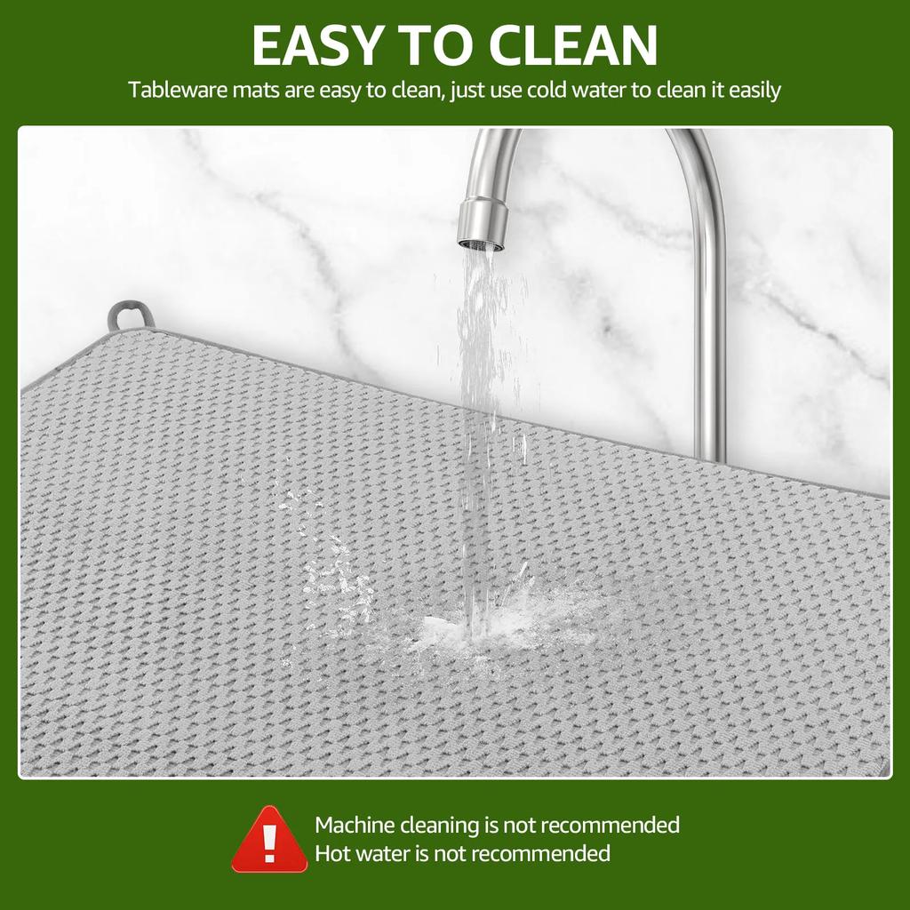 2Pcs Thicken Microfiber Dish Drying Mat Quick Dry Absorbent Dish Drainer Tableware Drying Pads for Kitchen Counter Under Sink