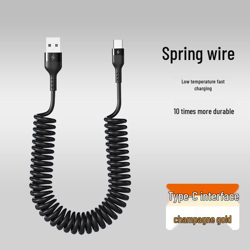 120W Type-C Spring Retractable Cable for Super Fast Charging, Compatible with Huawei Honor 6A, Ideal for Car Use.