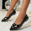 Fashion Women's Single Shoes Autumn Pointed Head Shallow Mouth Rivets Comfortable Breathable Non-slip Leather Shoes