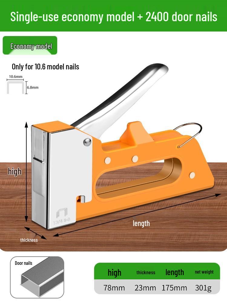 Manual Pneumatic Nail Gun: Brad Nailer, Steel Nailer, U-Shaped & Straight Nails for Wire Trough and Woodworking.