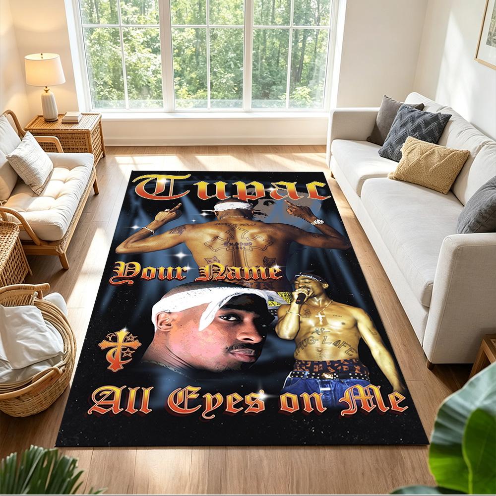 2pac Customize Text Carpet Design for Playrooms Living Rooms Balcony Hallway Anti-slip Rug Office Home Decor Best for Christmas