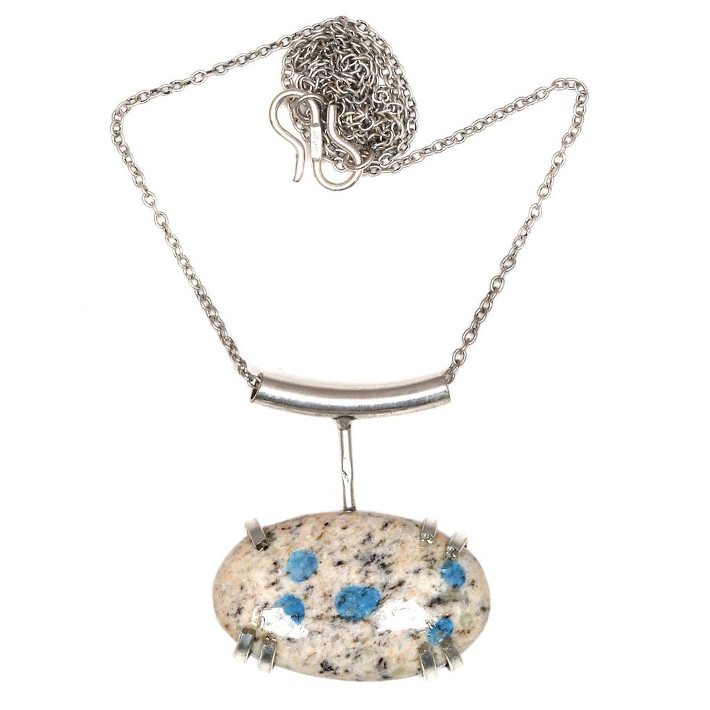 Jasper Gemstone Jewelry Necklace Silver Handmade Ethnic Macrame Thread