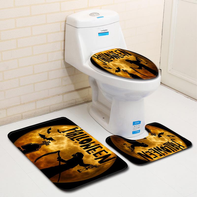 

Halloween Bathroom Floor Mat Bathroom Mat Toilet Three-Piece Set 45cmx75cm