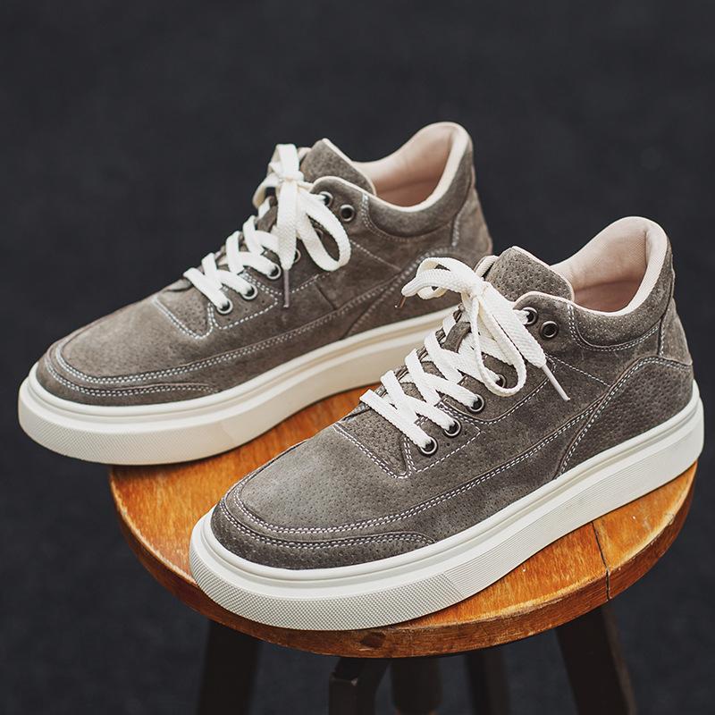 New British Style Leather Board Shoes Men's Autumn Retro High-top Shoes Sports Casual Yellow Short Boots