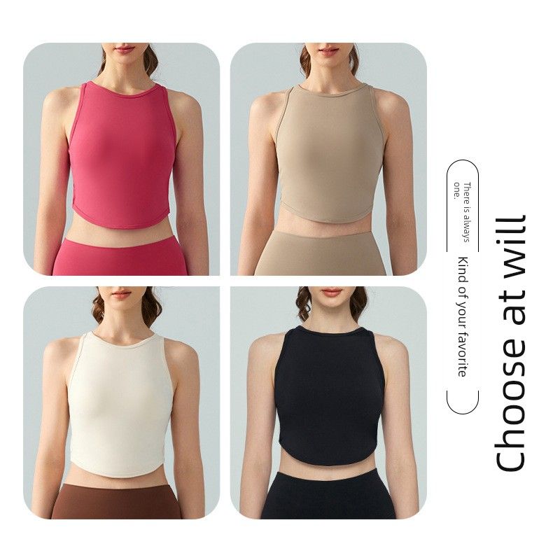 Cross-Border Fixed Cup Yoga Beauty Back Vest Sexy Cross Backless Gym Breathable Quick-Drying Tops Running Outerwear