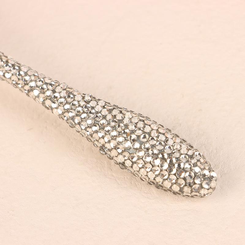 1Pc Nail Dust Brush Rhinestone Bling Handle White For Acrylic Nail Art Cleaning Brush Manicure Tool