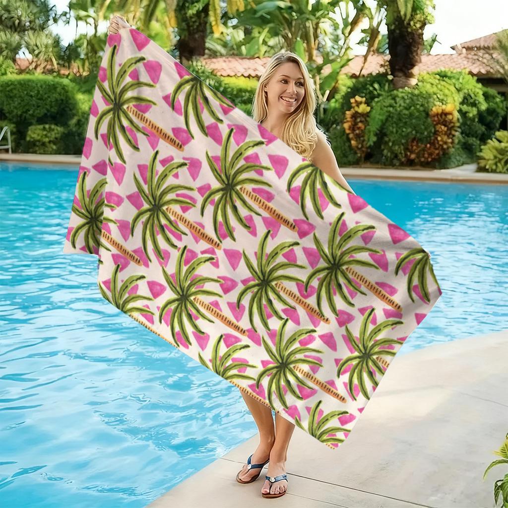 Tropical Coconut Tree Beach Towel Quick-Drying Small To Large Towel Suitable For Beach Yoga Pool Summer Funny Gift For Friends