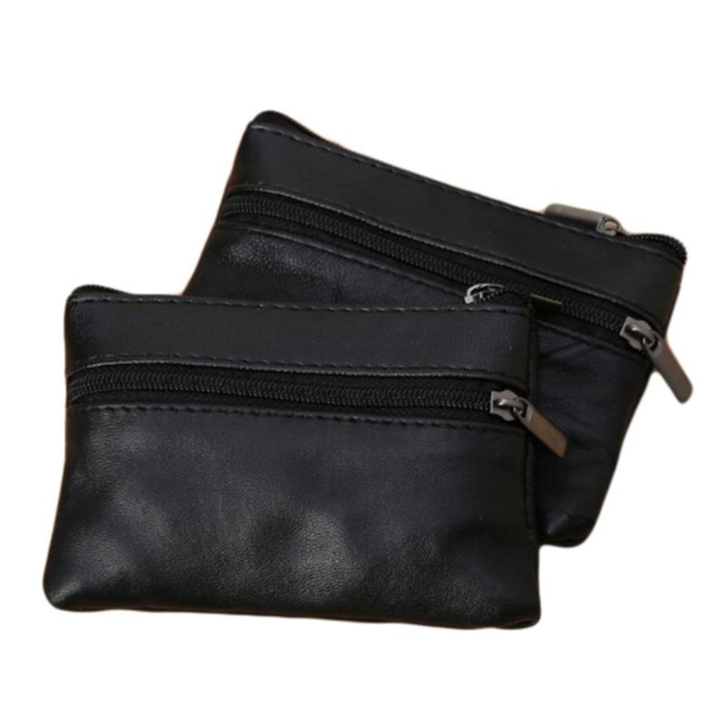 Men'S Coin Purse Pu Leather Single Zipper Multi-Function Mobile Phone Coin Purse Fashion Men'S Mini Wallet Black