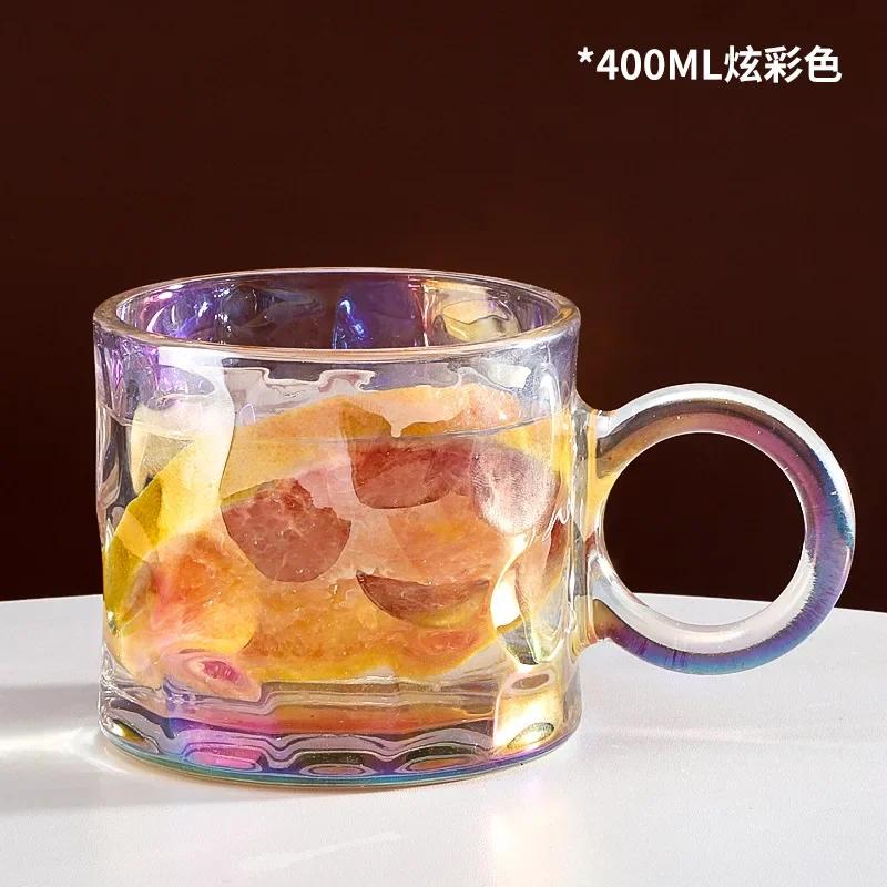 

Light Luxury Style Mug Vintage Heat-resistant Glass Coffee Cup of Drinking Transparent Glass Cups Glasses for Drinks Tea Cup Set 400ml