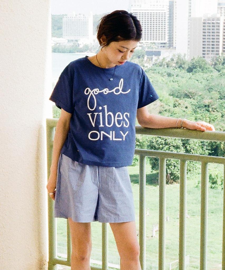 Hollideibijiteo Good Vibe Only T-Shirt - Navy