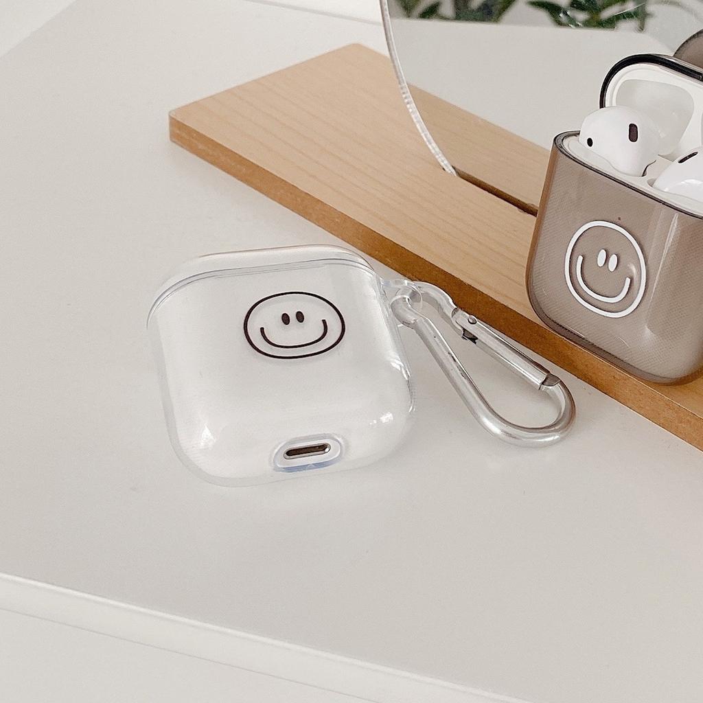 Ins solid color simple smiley face for AirPods pro1 protective case 1/1 generation apple bluetooth headset soft rubber case