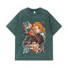 275 GSM Washed T-shirts 100% Cotton Demon Slayer V85 Rengoku Print Unisex Heavy Cotton T Shirt