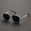 Personality Luxury Retro Square Frame Future Technology Sense Sunglasses Metal Frame Square Steampunk Men Sunglasses with Spring