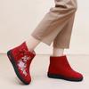 Women Winter Autumn Embroidered Short Boots Warm, Non Slip, Cotton Shoes with Soft Soles for The Elderly - Ethnic Style