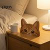 Healing Cat Desk Companions Peeking Orange Wooden Figurine, Cute Head Decoration, Handmade Decorative Pieces for Tabletop Natural Wood Ornament, Gift