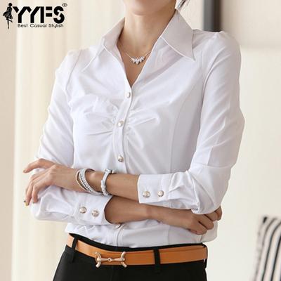 Damenmode, lässig, Frühling und Herbst, einfarbig, langärmelig, Polo-Ausschnitt, Blusen und Hemden