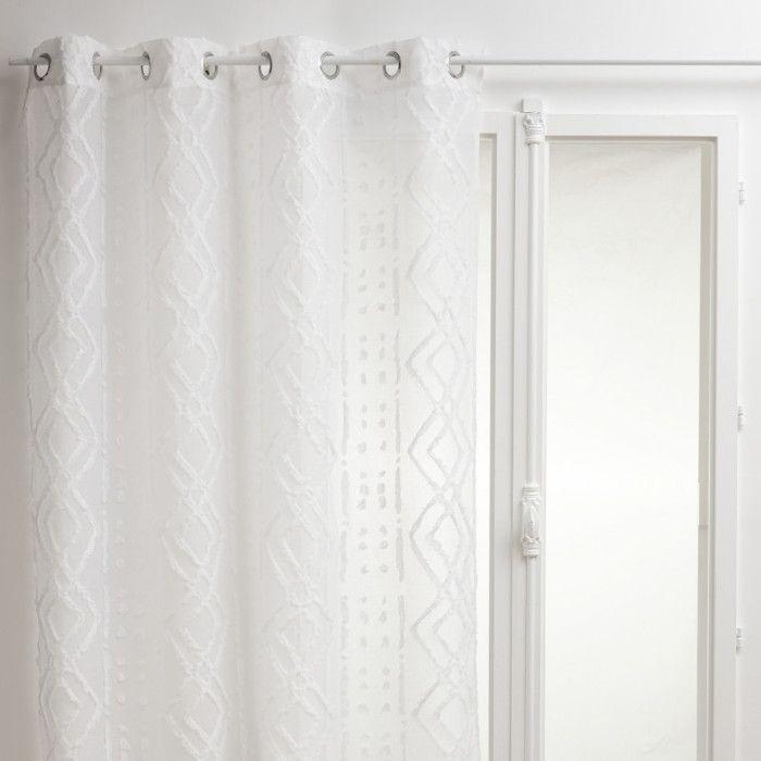 Voilage Jacquard "Sama" tamisant 140 x 240 cm Atmosphera - Blanc