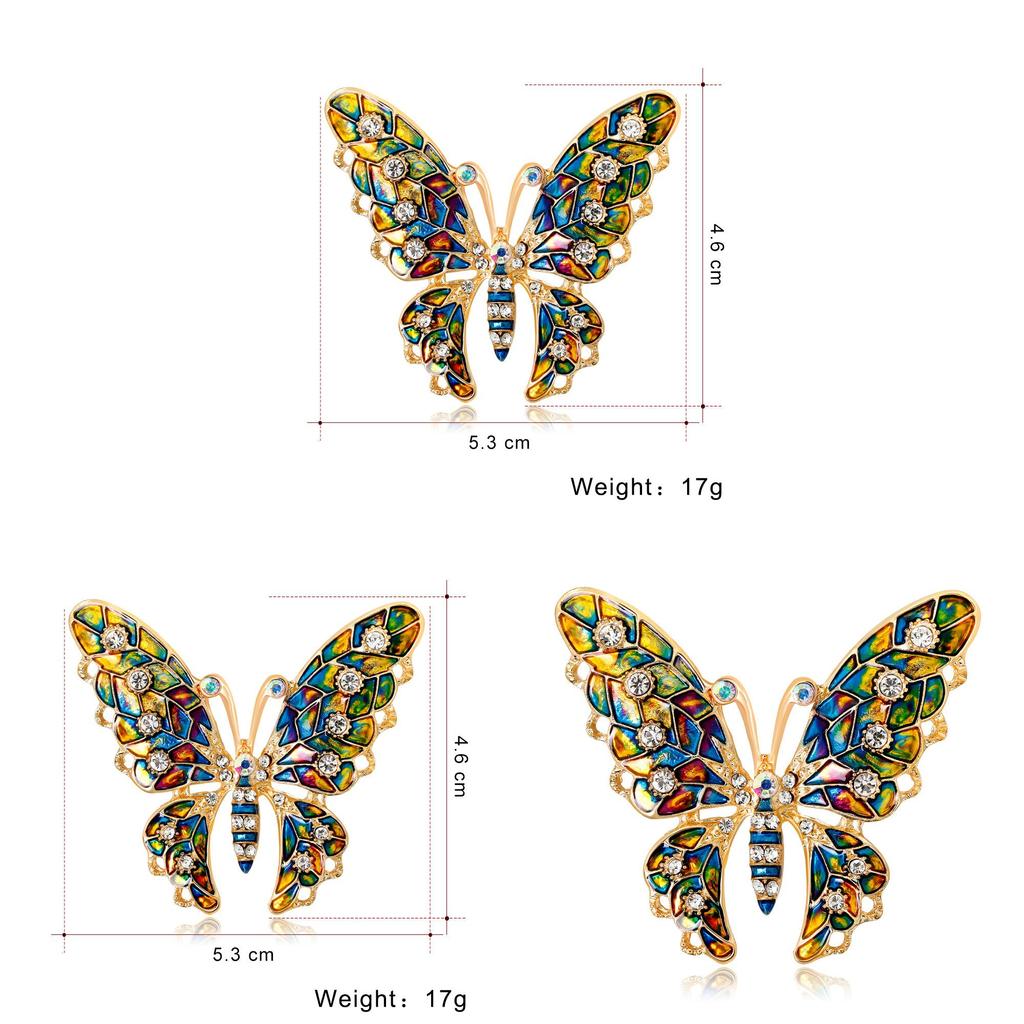 Butterfly Jewelry Pin With Drop Oil Craft For Fashion Females