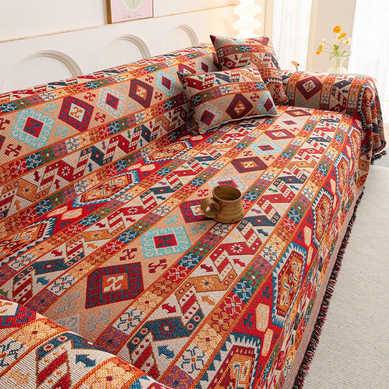 Telo Copridivano Bohemien, Coperta Nazionale Universale, Copridivano Universale per Tutte le Stagioni, Cuscino Copridivano in Tessuto, Misura Grande