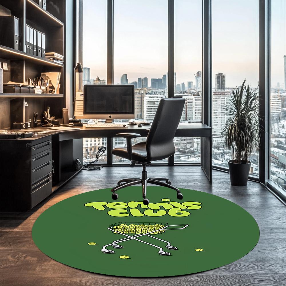 tennis Printed Round Rug Carpet Chair Rug Area Rug Entryway Doormats,for Office Chair Living Room Bedroom Kitchen Room.