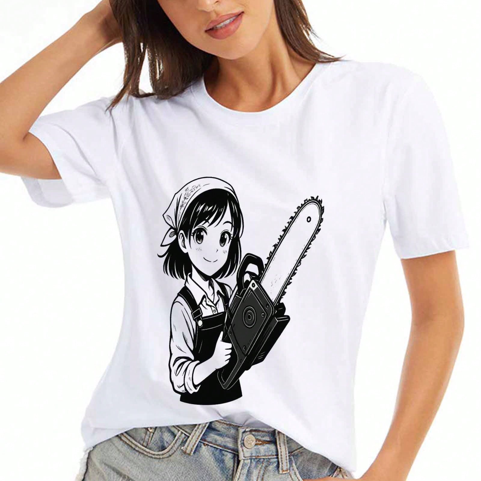 Angel And Demon Ladies Cotton T Shirt, Pure Cotton Premium Print, Durable, Casual And Fashionable. Paradise Angel And Devil Anime Design, Aesthetical S разноцветный
