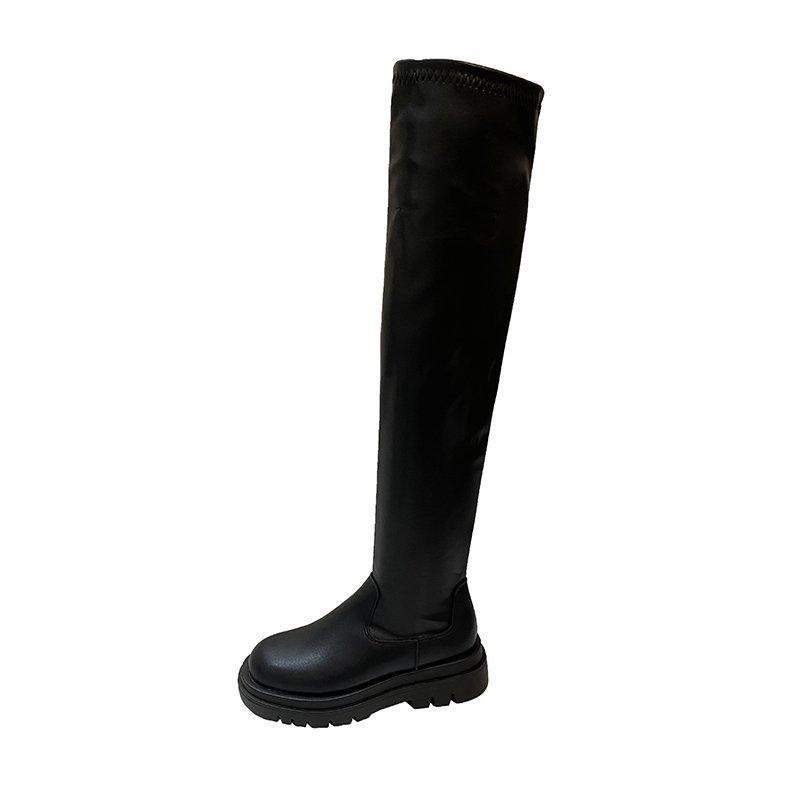 Fashion Elegant Long Thigh High Boots for Women Goth Platform Thick High Heel Black Over The Knee Boots Autumn Sexy Women Botas De Mujer