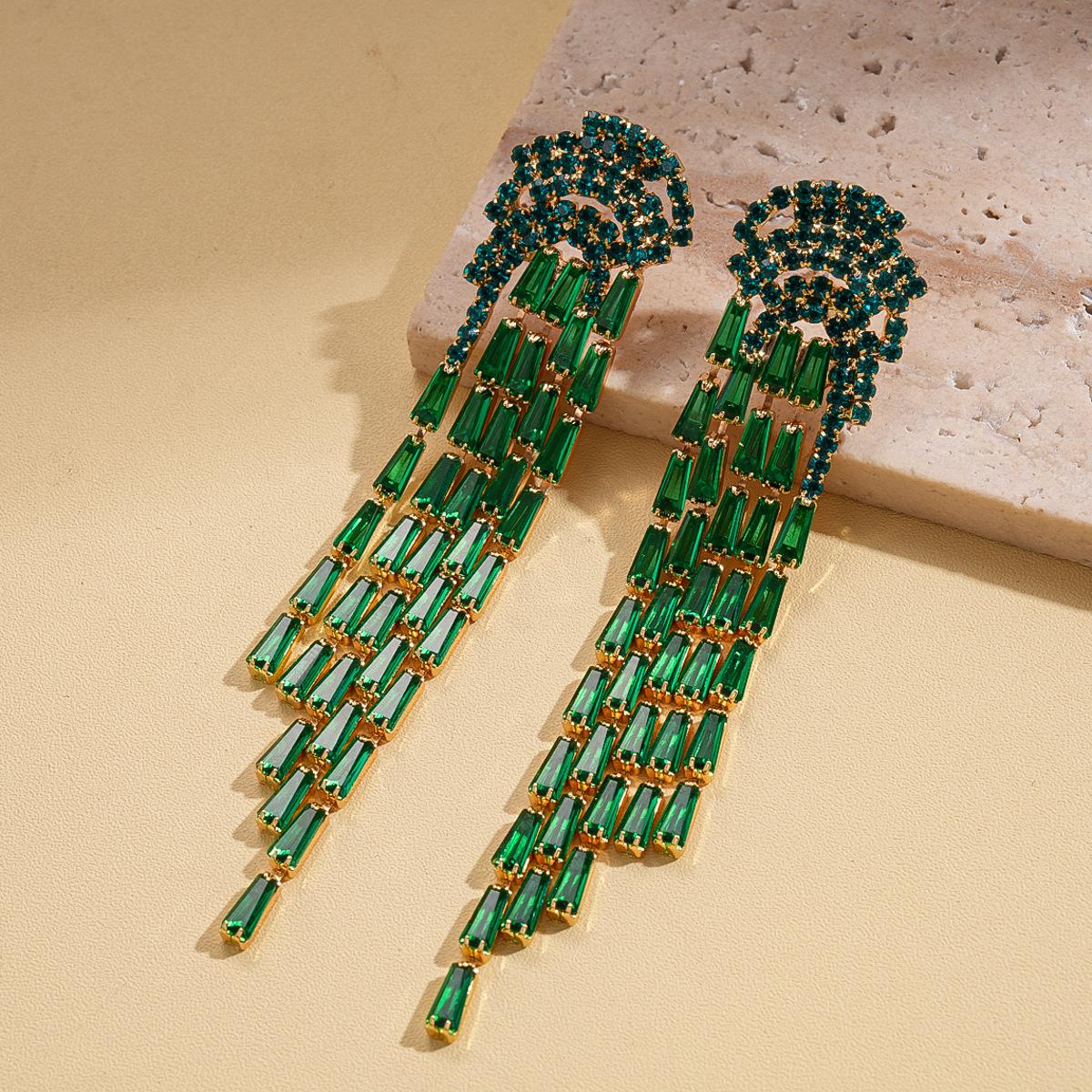 Серьги-гвоздики с цирконом в виде медузы с бахромой, серебряная игла, ретро, нишевые