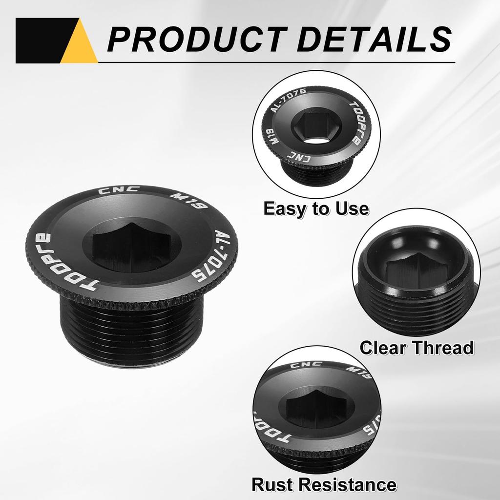 uxcell Set of 2 Bicycle Crank Cover Screw M19 Aluminum