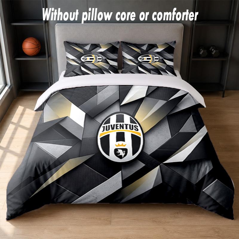 Juventus FC Design Bed Bedding Set 1 Duvet Cover + 2 Pillowcases Soft Breathable Household Bed Linens