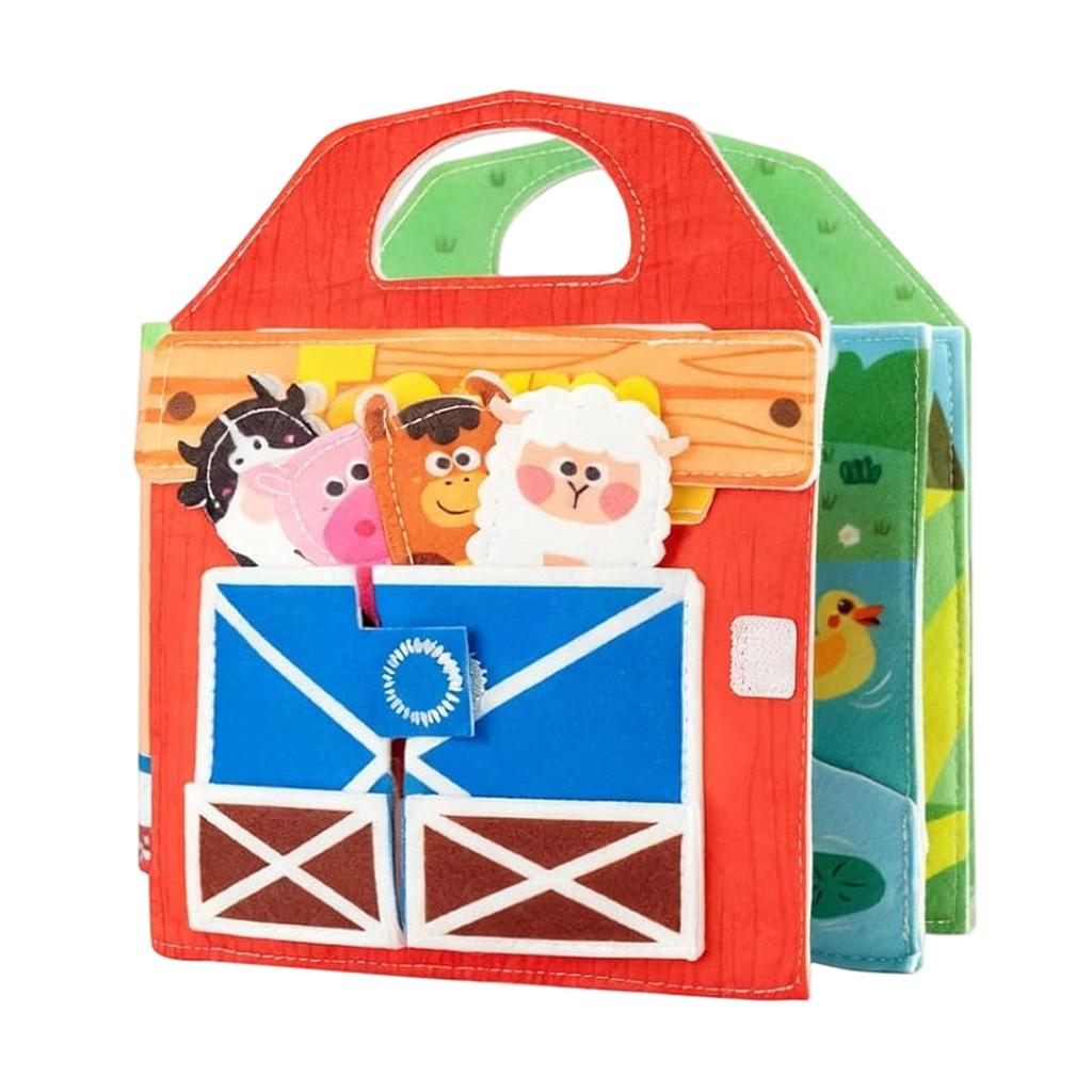 Educational Felt Activity Book for Toddlers Early Learning Toy with Interactive Animal Designs and Multiple Textured Pages for Sensory Development
