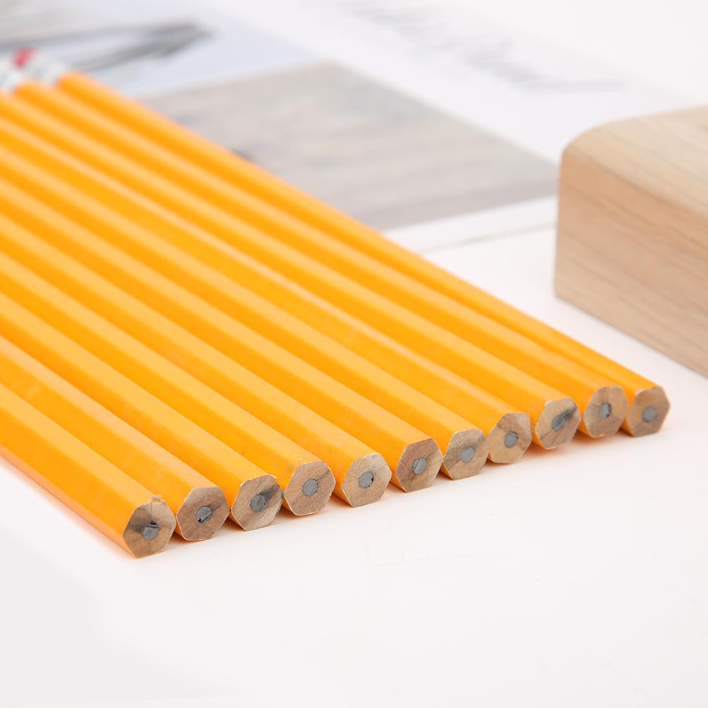 144PCS Yellow Rod with Eraser HB Pencil Set Environmental Stationery Painting Tool