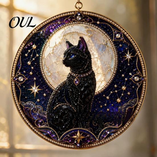 Cute Animal Decoration Black Cat Diamond Art Kits for Adults Beginners, DIY Material Package, Healing Craft Hobby Painting Set Home Wall Decor