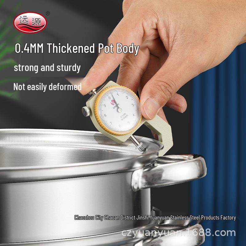Dreischichtiger Suppen- und Dampfkochtopf aus Edelstahl mit verdicktem Boden