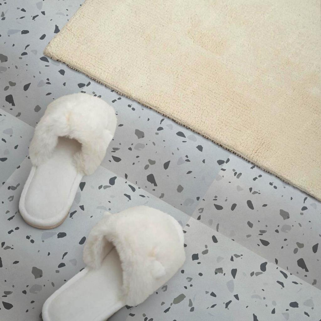 Set of vinyl tiles with a motif for the kitchen and living room. Abstract pattern with spots 20x20x20 cm.