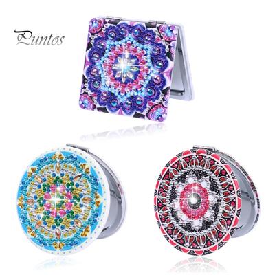 1 Set DIY Diamant Malerei Spiegel Exquisite Elegante Helle Farbige Faltbare Mini Make-Up Spiegel Weihnachten Geschenk
