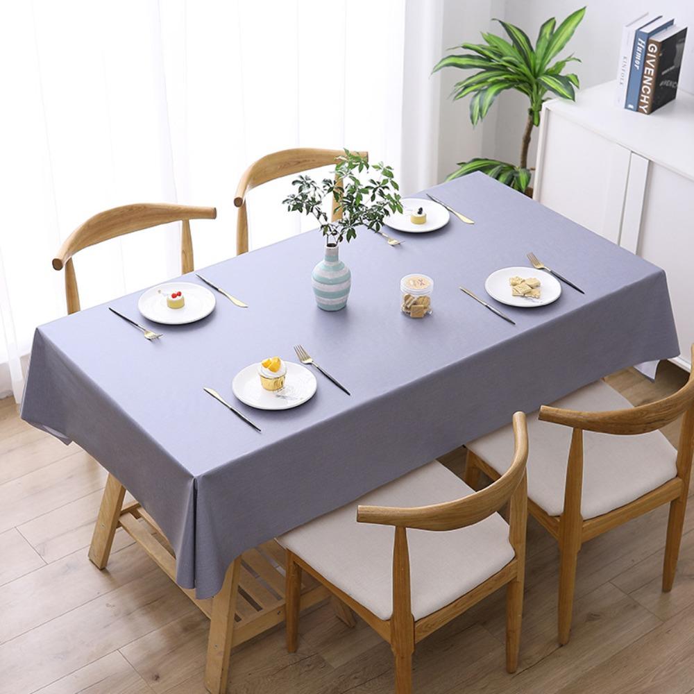Durable Solid Color PVC Tablecloth Thickened Waterproof Square Table Cover Oil Proof Anti-scalding Table Cloth Table
